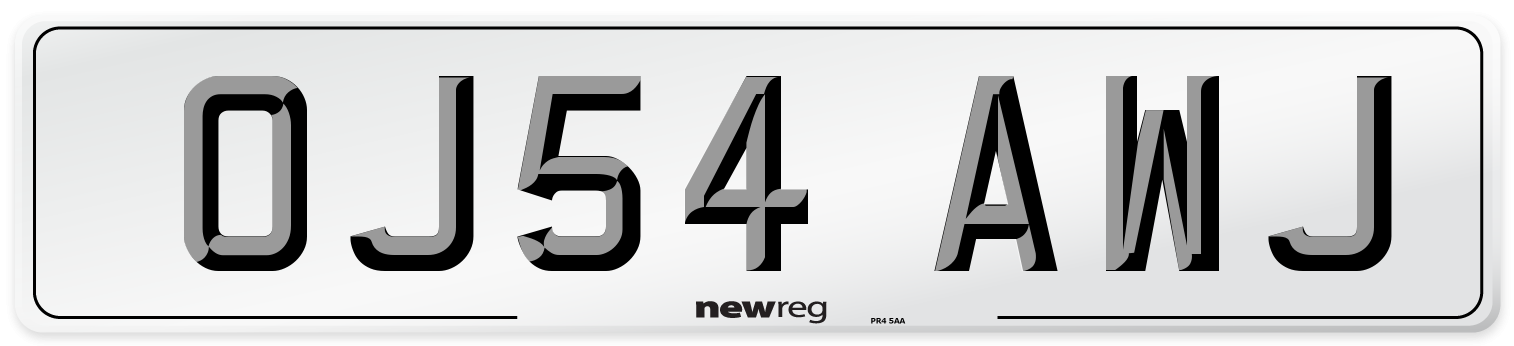 OJ54 AWJ Number Plate from New Reg
